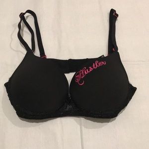 Hustler black and pink bra
